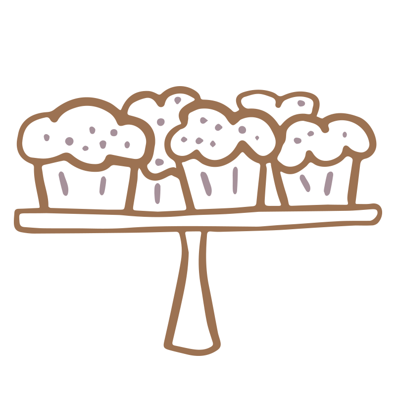 Tray of cakes illustration